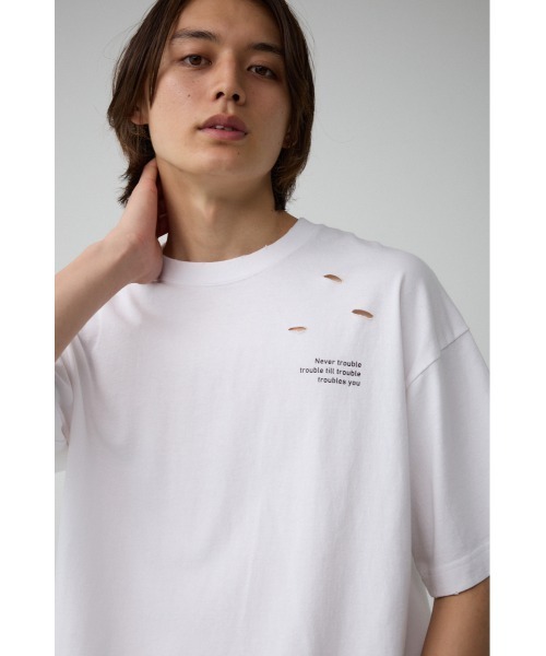 AZUL by moussy（アズールバイマウジー）の「ピグメントダメージTシャツ（Tシャツ/カットソー・メンズ・レッド/ブラック/オフホワイト/ブルー・FREE）」の5枚目の写真