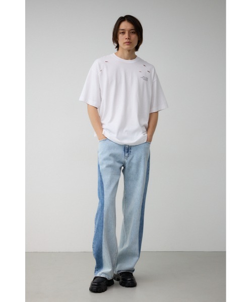 AZUL by moussy（アズールバイマウジー）の「ピグメントダメージTシャツ（Tシャツ/カットソー・メンズ・レッド/ブラック/オフホワイト/ブルー・FREE）」の7枚目の写真