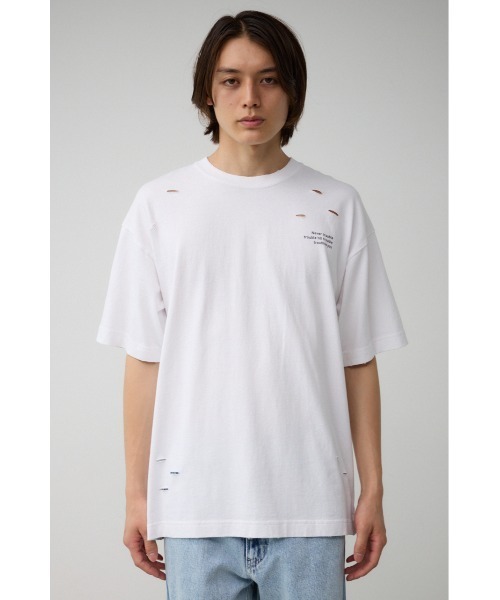 AZUL by moussy（アズールバイマウジー）の「ピグメントダメージTシャツ（Tシャツ/カットソー・メンズ・レッド/ブラック/オフホワイト/ブルー・FREE）」の8枚目の写真