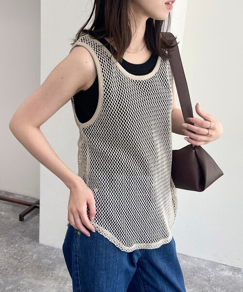 fredy emue（フレディエミュ）の「メッシュチュニックタンクトップ（タンクトップ・レディース・アイボリー/ブラック/ベージュ・38）」の19枚目の写真