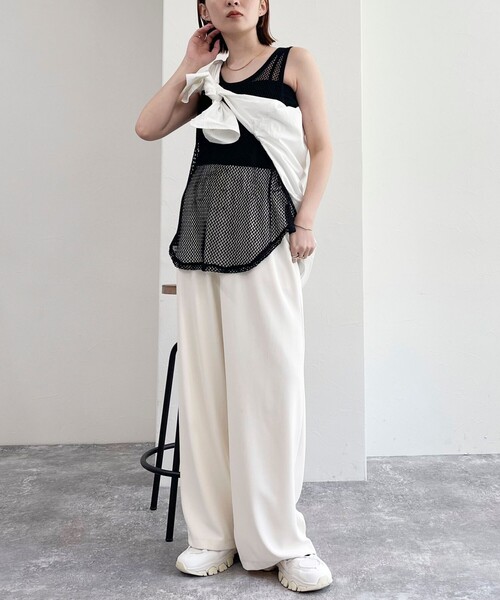 fredy emue（フレディエミュ）の「メッシュチュニックタンクトップ（タンクトップ・レディース・アイボリー/ブラック/ベージュ・38）」の17枚目の写真