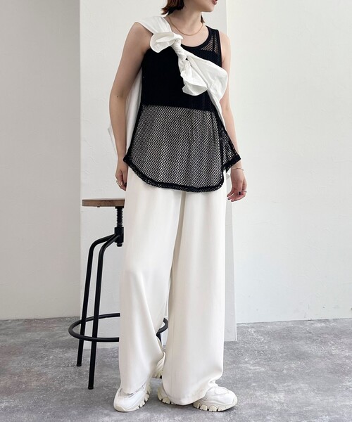 fredy emue（フレディエミュ）の「メッシュチュニックタンクトップ（タンクトップ・レディース・アイボリー/ブラック/ベージュ・38）」の16枚目の写真