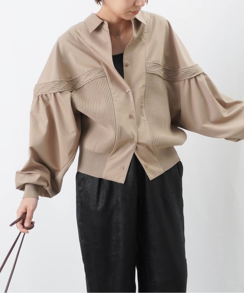 LUCA/LADY LUCK LUCA（ルカ/レディラックルカ）の「LC/LLL ニットドッキングドルマンシャツ（シャツ/ブラウス・レディース・ピンク/グレイッシュベージュ/ブラック・FREE）」の4枚目の写真