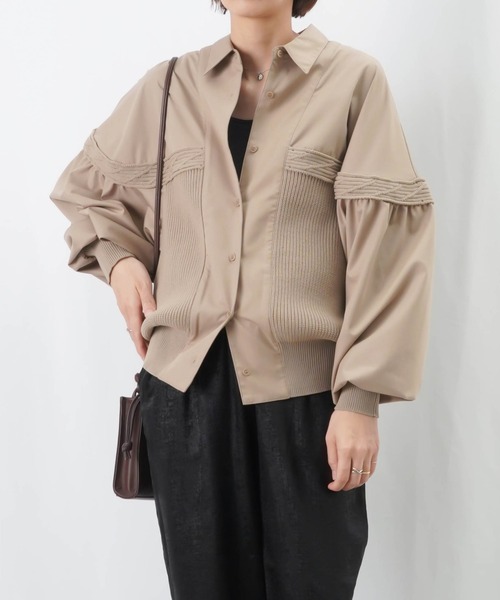 LUCA/LADY LUCK LUCA（ルカ/レディラックルカ）の「LC/LLL ニットドッキングドルマンシャツ（シャツ/ブラウス・レディース・ピンク/グレイッシュベージュ/ブラック・FREE）」の8枚目の写真