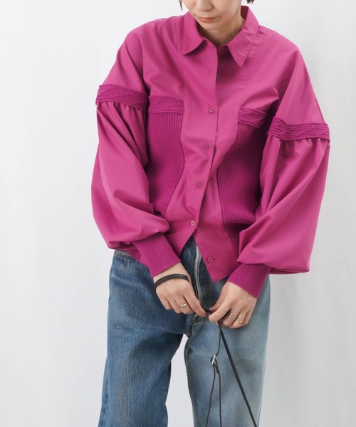 LUCA/LADY LUCK LUCA（ルカ/レディラックルカ）の「LC/LLL ニットドッキングドルマンシャツ（シャツ/ブラウス・レディース・ピンク/グレイッシュベージュ/ブラック・FREE）」の18枚目の写真