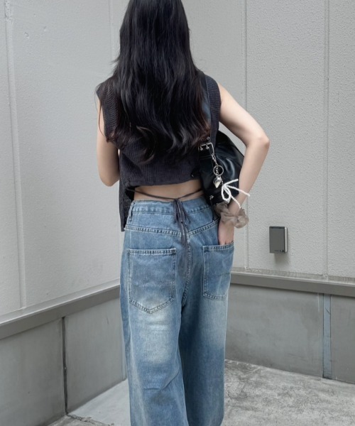 nemne store(ネンネストア)の「《Delfy》バックリボンニットベスト(ベスト・レディース・ベージュ/チャコール/ピンク/ブラウン・フリー)」の15枚目の写真