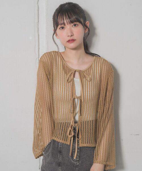 RETRO GIRL（レトロガール）の「リボンメッシュカーデ（カーディガン/ボレロ・レディース・ブラウン/グリーン/ブラック/ナチュラル・FREE）」の22枚目の写真