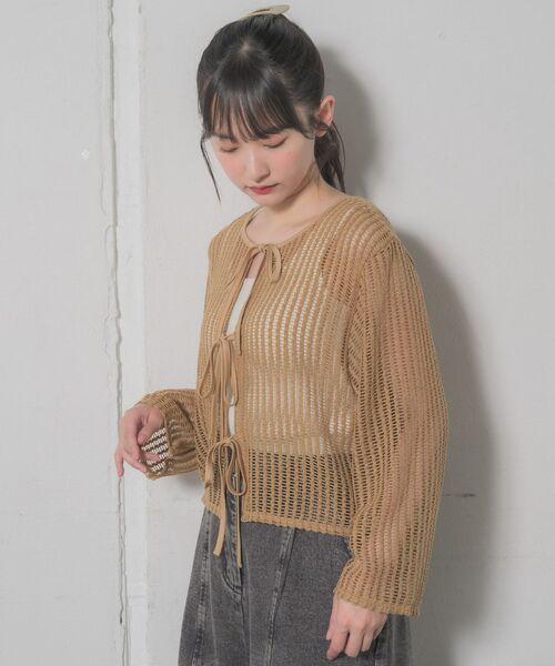 RETRO GIRL（レトロガール）の「リボンメッシュカーデ（カーディガン/ボレロ・レディース・ブラウン/グリーン/ブラック/ナチュラル・FREE）」の21枚目の写真