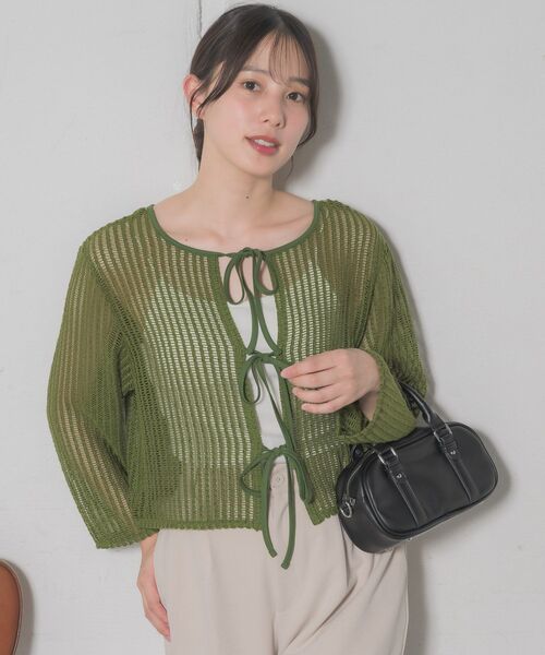 RETRO GIRL（レトロガール）の「リボンメッシュカーデ（カーディガン/ボレロ・レディース・ブラウン/グリーン/ブラック/ナチュラル・FREE）」の13枚目の写真