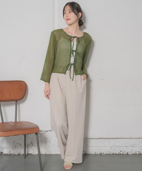 RETRO GIRL（レトロガール）の「リボンメッシュカーデ（カーディガン/ボレロ・レディース・ブラウン/グリーン/ブラック/ナチュラル・FREE）」の8枚目の写真