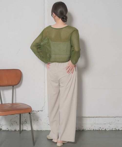 RETRO GIRL（レトロガール）の「リボンメッシュカーデ（カーディガン/ボレロ・レディース・ブラウン/グリーン/ブラック/ナチュラル・FREE）」の5枚目の写真