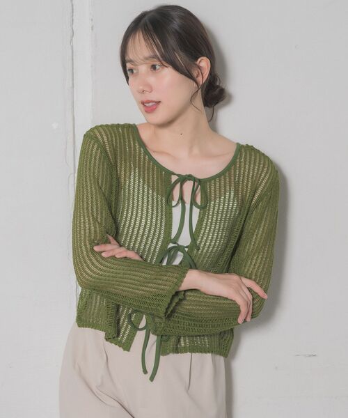 RETRO GIRL（レトロガール）の「リボンメッシュカーデ（カーディガン/ボレロ・レディース・ブラウン/グリーン/ブラック/ナチュラル・FREE）」の12枚目の写真