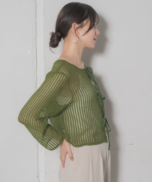 RETRO GIRL（レトロガール）の「リボンメッシュカーデ（カーディガン/ボレロ・レディース・ブラウン/グリーン/ブラック/ナチュラル・FREE）」の10枚目の写真