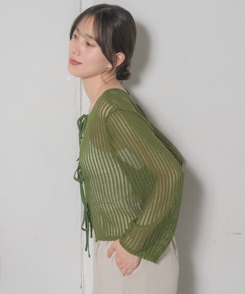 RETRO GIRL（レトロガール）の「リボンメッシュカーデ（カーディガン/ボレロ・レディース・ブラウン/グリーン/ブラック/ナチュラル・FREE）」の11枚目の写真