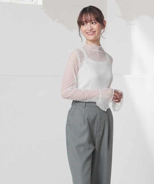 Honeys（ハニーズ）の「チュールトップス（Tシャツ/カットソー・レディース・ホワイト/ピンク/ブラック・S/M/L/LL）」の19枚目の写真