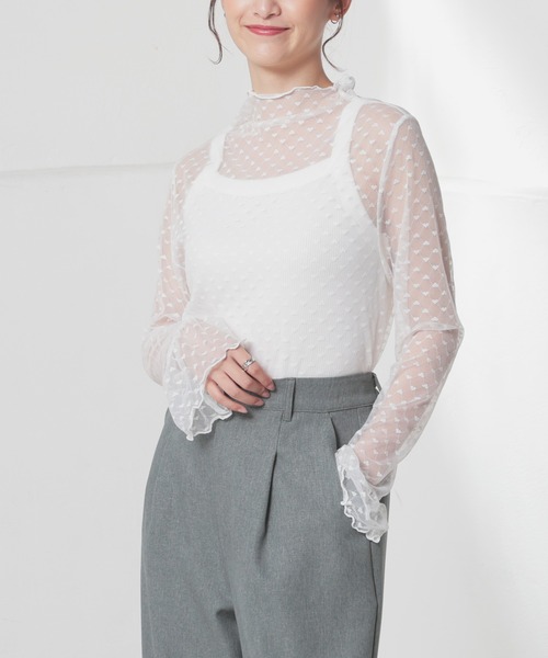 Honeys（ハニーズ）の「チュールトップス（Tシャツ/カットソー・レディース・ホワイト/ピンク/ブラック・S/M/L/LL）」の21枚目の写真