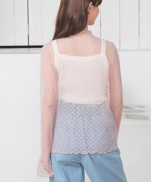 Honeys（ハニーズ）の「チュールトップス（Tシャツ/カットソー・レディース・ホワイト/ピンク/ブラック・S/M/L/LL）」の4枚目の写真