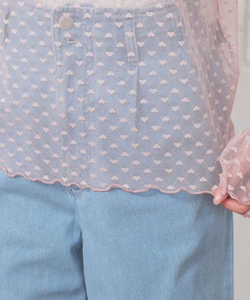 Honeys（ハニーズ）の「チュールトップス（Tシャツ/カットソー・レディース・ホワイト/ピンク/ブラック・S/M/L/LL）」の7枚目の写真