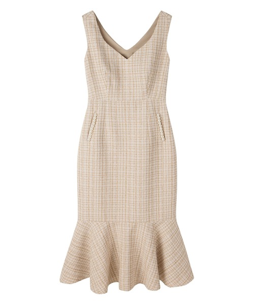 マーメイド裾キラキラツイードジャンパーススカート（ワンピース）｜SAISON DE PAPILLON（セゾンドパピヨン）