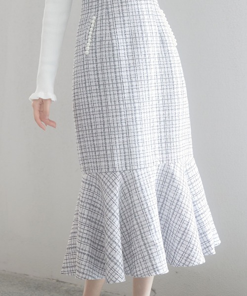 マーメイド裾キラキラツイードジャンパーススカート（ワンピース）｜SAISON DE PAPILLON（セゾンドパピヨン）