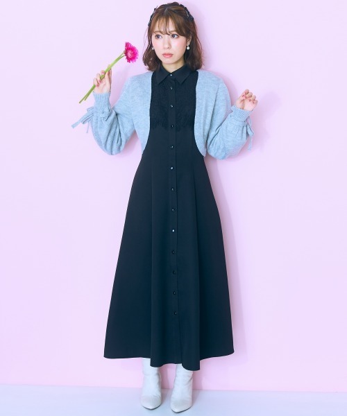 marun（マルン）の「＜大きいサイズ＞ ニットアームボレロ marun（カーディガン/ボレロ・レディース・ブラック/杢グレー・3L/LL/L/5L/4L）」の16枚目の写真