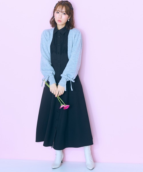 marun（マルン）の「＜大きいサイズ＞ ニットアームボレロ marun（カーディガン/ボレロ・レディース・ブラック/杢グレー・3L/LL/L/5L/4L）」の17枚目の写真