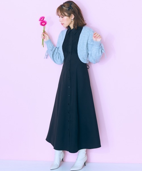 marun（マルン）の「＜大きいサイズ＞ ニットアームボレロ marun（カーディガン/ボレロ・レディース・ブラック/杢グレー・3L/LL/L/5L/4L）」の18枚目の写真