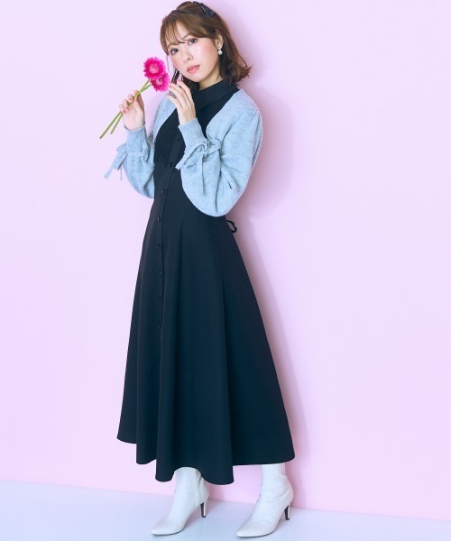 marun（マルン）の「＜大きいサイズ＞ ニットアームボレロ marun（カーディガン/ボレロ・レディース・ブラック/杢グレー・3L/LL/L/5L/4L）」の21枚目の写真