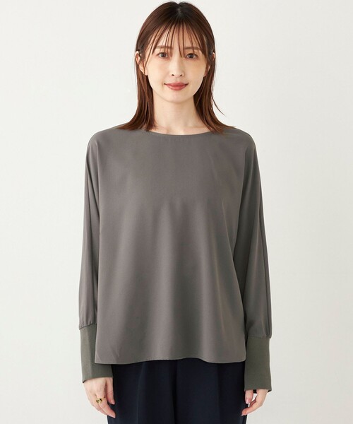 SHIPS Colors(シップス カラーズ)の「SHIPS Colors:〈手洗い可能〉ジョーゼット バック切り替え トップス(シャツ/ブラウス・レディース・グレー/ネイビー/オフホワイト/キャメル・ONE SIZE)」の15枚目の写真