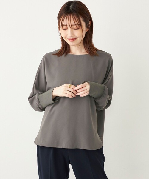 SHIPS Colors(シップス カラーズ)の「SHIPS Colors:〈手洗い可能〉ジョーゼット バック切り替え トップス(シャツ/ブラウス・レディース・グレー/ネイビー/オフホワイト/キャメル・ONE SIZE)」の21枚目の写真