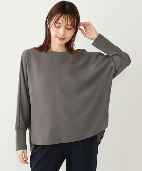 SHIPS Colors(シップス カラーズ)の「SHIPS Colors:〈手洗い可能〉ジョーゼット バック切り替え トップス(シャツ/ブラウス・レディース・グレー/ネイビー/オフホワイト/キャメル・ONE SIZE)」の22枚目の写真