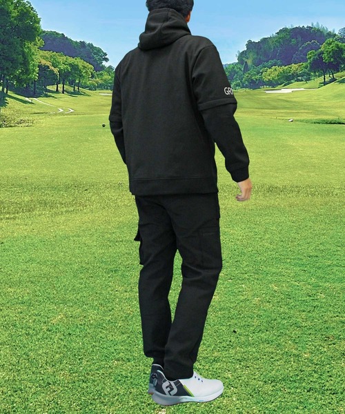 GIORNO SEVEN（ジョルノセブン）の「ゴルフウェア 上下セットアップ フーディージャケット ゴルフパンツ 多機能 スニード プルオーバーパーカー 裏起毛 メンズ（ゴルフグッズ・メンズ・ネイビー/チャコールグレー/ブラック・XXL/L/XL/M）」の18枚目の写真