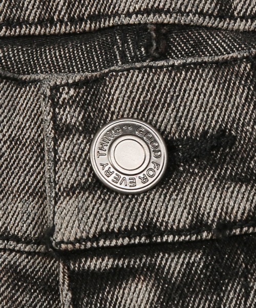 ソリットブラックデニムダメージパンツ（デニムパンツ）｜LUXSTYLE（ラグスタイル）