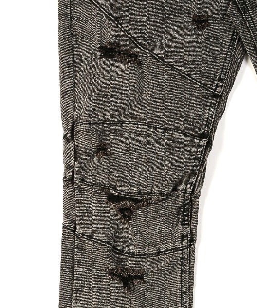 ソリットブラックデニムダメージパンツ（デニムパンツ）｜LUXSTYLE（ラグスタイル）