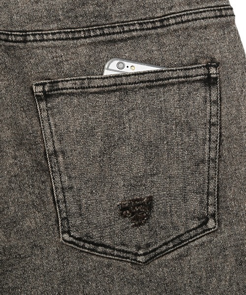 ソリットブラックデニムダメージパンツ（デニムパンツ）｜LUXSTYLE（ラグスタイル）