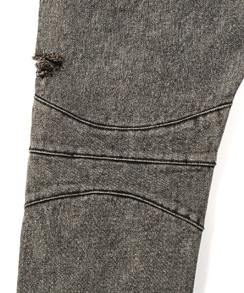 ソリットブラックデニムダメージパンツ（デニムパンツ）｜LUXSTYLE（ラグスタイル）