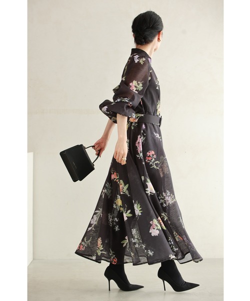 cawaii(カワイイ)の「(黒)ハリ感ベールの花集めミディアムワンピース(インナー・ベルト付き)(ワンピース・レディース・ブラック・S~M/L~LL)」の5枚目の写真
