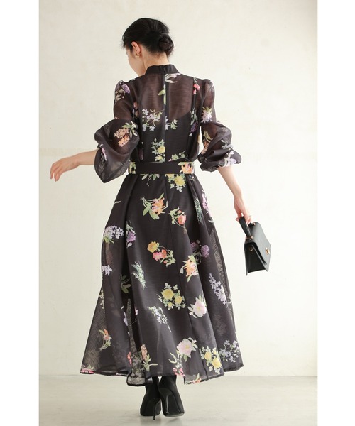 cawaii(カワイイ)の「(黒)ハリ感ベールの花集めミディアムワンピース(インナー・ベルト付き)(ワンピース・レディース・ブラック・S~M/L~LL)」の9枚目の写真