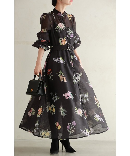 cawaii(カワイイ)の「(黒)ハリ感ベールの花集めミディアムワンピース(インナー・ベルト付き)(ワンピース・レディース・ブラック・S~M/L~LL)」の10枚目の写真