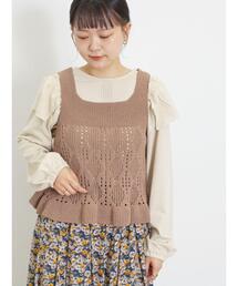 Samansa Mos2 | 透かし編みモールニットビスチェ(ベスト)