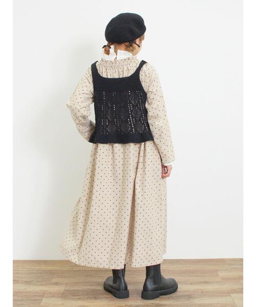 Samansa Mos2（サマンサ モスモス）の「透かし編みモールニットビスチェ（ベスト・レディース・ブラック/モカ/キナリ・F）」の15枚目の写真