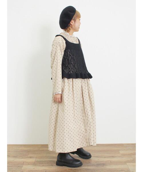 Samansa Mos2（サマンサ モスモス）の「透かし編みモールニットビスチェ（ベスト・レディース・ブラック/モカ/キナリ・F）」の16枚目の写真