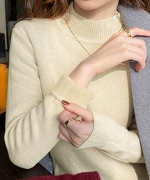 ふわもち 裏起毛 ストレッチ ハイネックニット