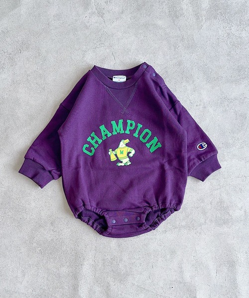 Champion(チャンピオン)の「【Champion】別注プリントロンパース(ロンパース・キッズ・パープル/キナリ/ブルー・80/70)」の3枚目の写真