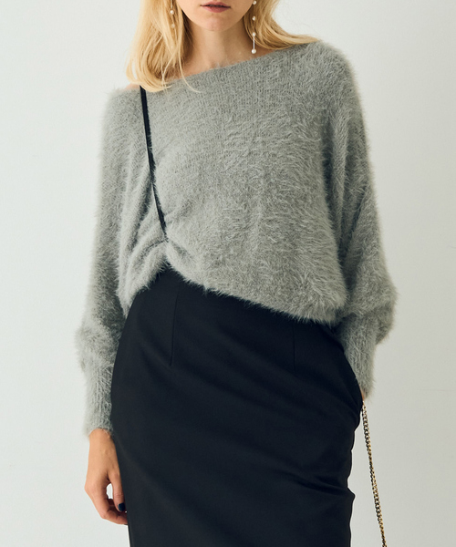 EMMA　ROUGE VIF（エマルージュヴィフ）の「【2025AW新色登場】【一部店舗限定】3wayルーズラメニット/オフショルダー/ワンショルダー/ボートネック（ニット/セーター・レディース・グレー/ブラック/アイボリー/ホワイト/ネイビー・フリー）」の12枚目の写真