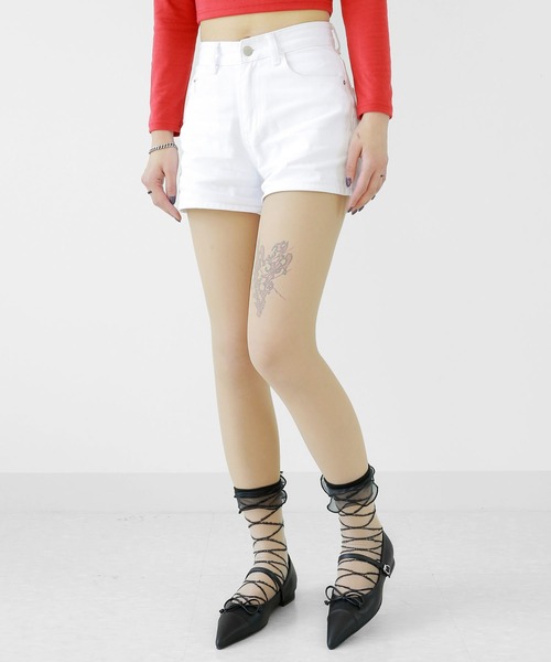 minsobi(ミンソビ)の「レースアップシアーソックス ショートソックス(ソックス/靴下・レディース・ホワイト/ブラック・FREE)」の4枚目の写真