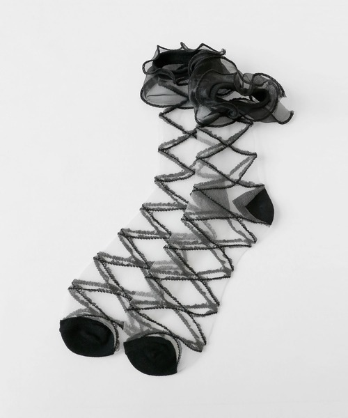 minsobi(ミンソビ)の「レースアップシアーソックス ショートソックス(ソックス/靴下・レディース・ホワイト/ブラック・FREE)」の15枚目の写真