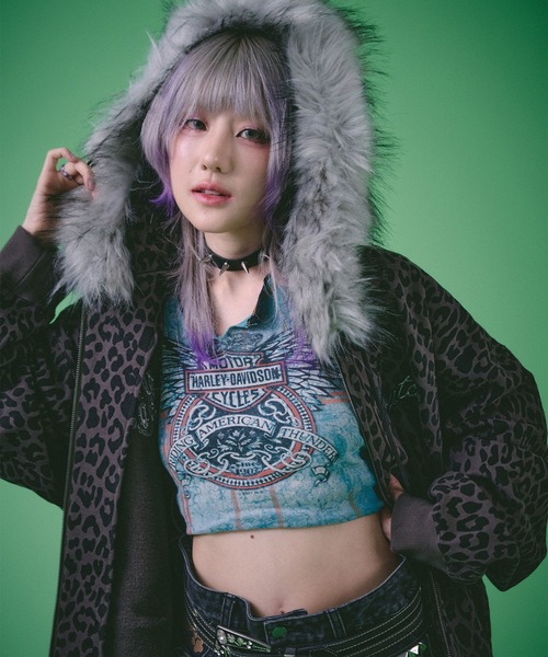 お得新作・フリーサイズ ガルフィー ファーコート フード ヒョウ柄 黒 男女毛皮 Amazon | 【 GALFY/ガルフィー セレブ ファーコート フード