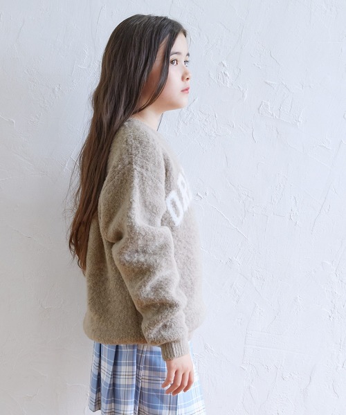 セール】キッズ 親子お揃いブークレーニット ロゴトップス（ニット