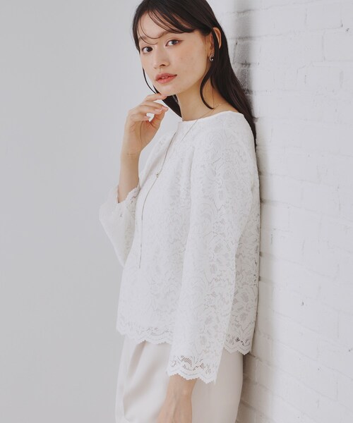 《通勤・セレモニー対応》レースブラウス【洗濯機洗い可】（シャツ/ブラウス）｜OPAQUE.CLIP（オペークドットクリップ）